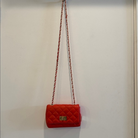 Chic Borse In Pelle Genuine Leather Pinkish Coral Mini Crossbody Bag - Picture 2 of 12